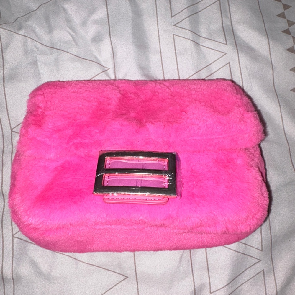 Pink Faux Fur Clutch